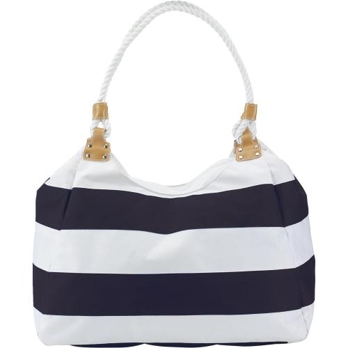 Polyester strandtas Krabi blauw/wit