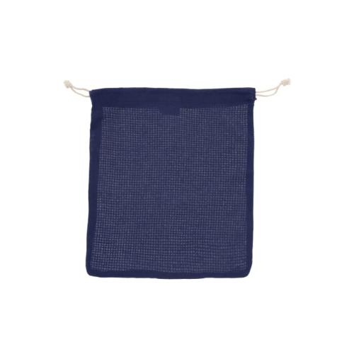 Gekleurd herbruikbaar groente fruitzakje 25x30cm donkerblauw