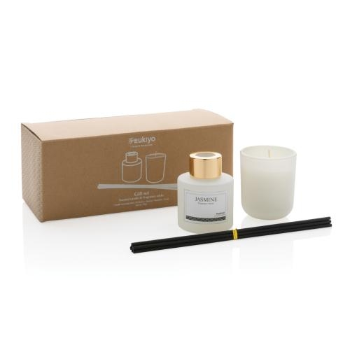 Set kaars en geursticks Ukiyo wit