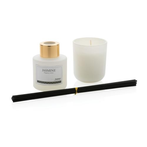 Set kaars en geursticks Ukiyo wit