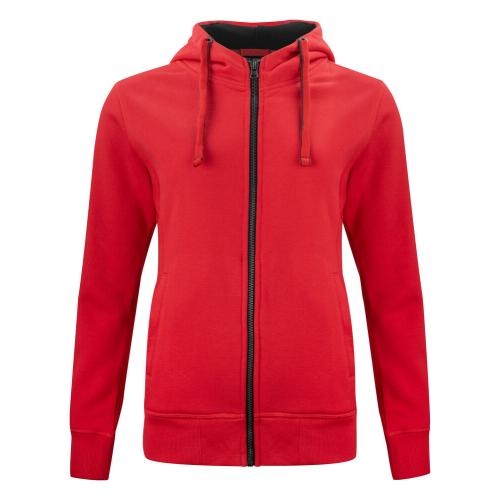 Classic hoodie full zip dames rood,l