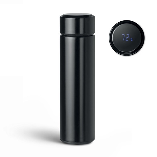 Dubbelwandige fles thermometer zwart