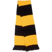 Gestreepte sjaal met franjes zwart/goud