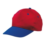 Katoenen kinder cap rood/blauw